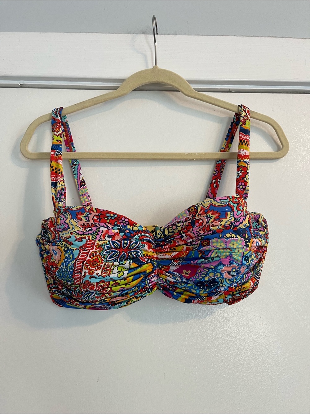 Bleu Rod Beattie Multicolor Paisley Bikini Top  Red, Blue, Pink, Yellow 36D